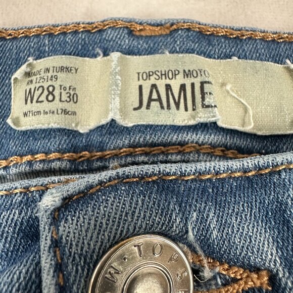 Topshop Jamie Moto High Waist Distressed Denim Jeans Women W28 L30 - Picture 4 of 7
